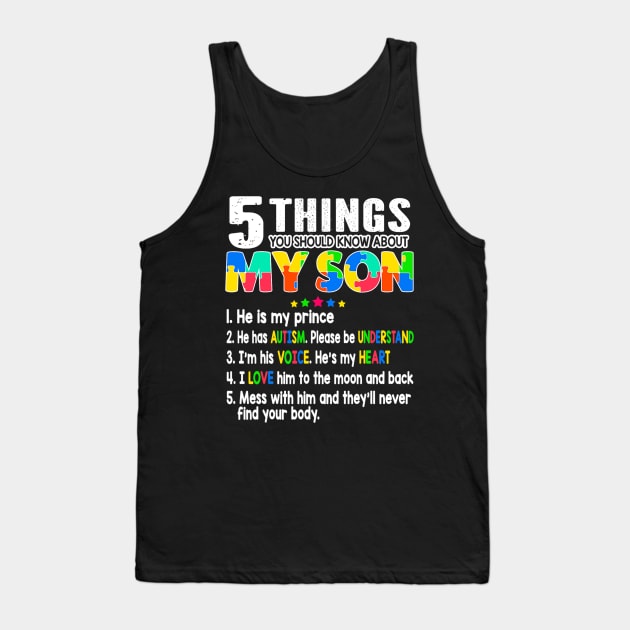 Autism Awareness Support Autism Son Kids for Mom Dad Tank Top by cloutmantahnee